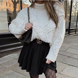 Zara Oversized Cable Knit Sweater Ecru Blogger Fav